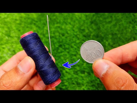 Many Don't Know, Easy Way to Thread a Needle Using a Coin