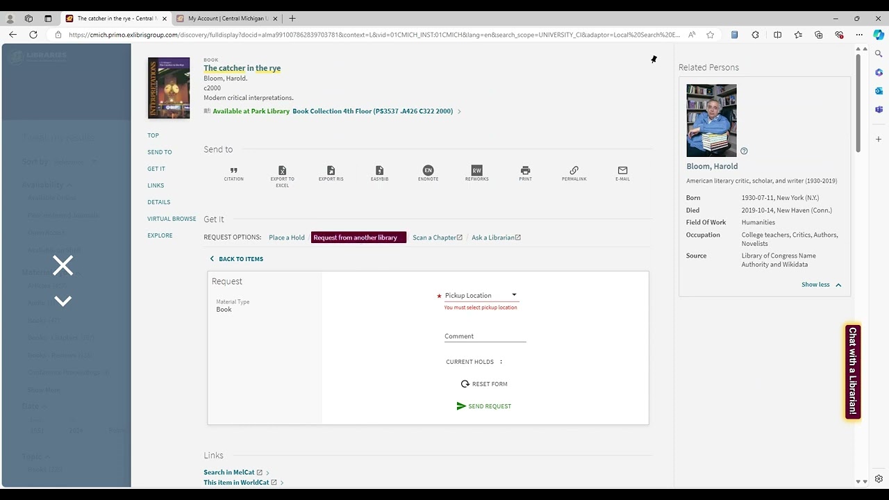 Placing a Hold Request default