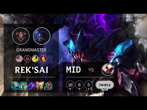 Rek'Sai Mid vs Lee Sin - NA Grandmaster Patch 11.10