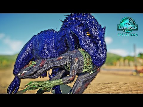 Indoraptor & Allosaurus Attacking Team Colorful T-REX & I-REX Jurassic World Evolution 2