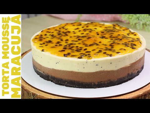 TORTA MOUSSE DE MARACUJÁ COM CHOCOLATE! | SEM FORNO E SEM GELATINA! Deliciosa e Super Fácil de Fazer