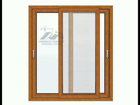 3-panel sliding window with insect mesh- Golden