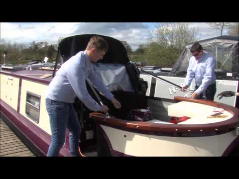 How to collapse and erect a narrowboat pram boat cover.