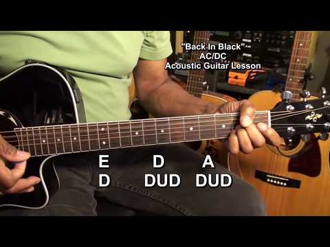 How To Play BACK IN BLACK ACDC ACOUSTIC Guitar For Beginners @EricBlackmonGuitar AC/DC
