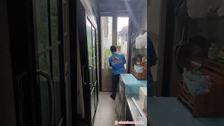 ชุดประตูบานเปิดคู่ดีไซน์ทึบล่าง+ช่องแสงบนพร้อมมุ้งจีบ