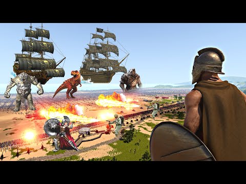8,000,000 ORCS, ROCK TROLLS & TREX ARE LANDING ON THE BEACH OF SPARTA - Epic Battle Simulator 2