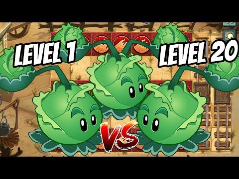 Cabbage vs Cabbage | Max Level 20 vs Level 1 | Plants vs Zombies 2 Epic MOD