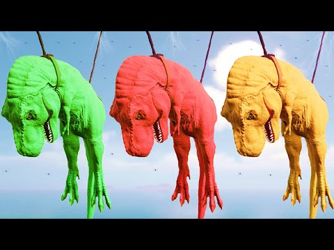 Color Pack Tyrannosaurus Rex VS Spiderman Albertosaurus Dinosaur Fighting Jurassic World Evolution!