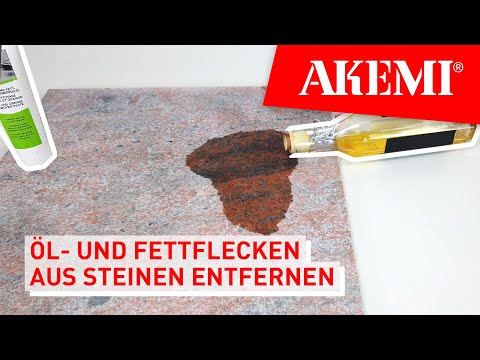 Ölflecken und Fettflecken aus Stein entfernen mit der AKEMI Öl- und Fettentfernerpaste