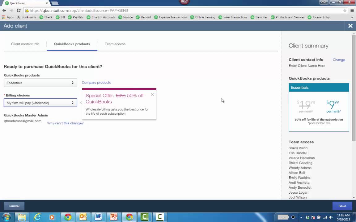 QBOA Adding a New Client