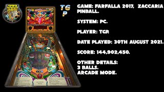 Farfalla 2017 - Zaccaria Pinball - Arcade mode, 3 balls - 144,902,450 points.