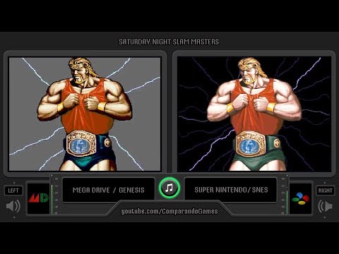 Saturday Night Slam Masters (Sega Genesis vs SNES) Side by Side Comparison Dual Longplay | VCDECIDE