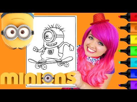 Coloring Minions Skateboarding Coloring Page Prismacolor Colored Paint Markers | KiMMi THE CLOWN Video