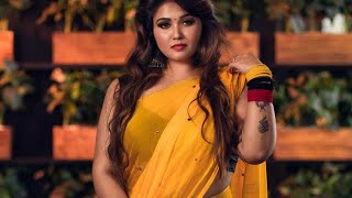 Archana Mariyappan in low Hip yellow saree