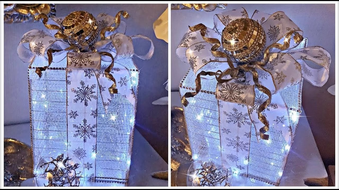 Dollar Tree Holiday Decor | 4 Dollar Tree Lighted CHRISTMAS GIFT Box DIY'S that Don't Look Cheap!