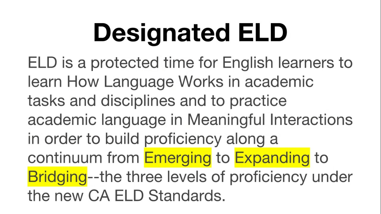 Integrated ELD and Designated ELD Clarification