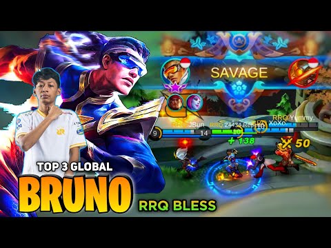 SAVAGE ! Bruno Insane Crit Damage [Top Global Bruno] By 24434.Repeat! aka RRQ Bless - Mobile Legend