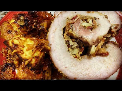 Smoked Pork Loin Stuffed with Bacon, Onion, Garlic, and Mushrooms!  Pure Pork Perfection!