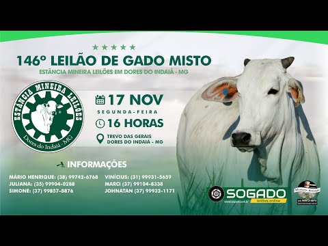 146º LEILÃO MISTO - ESTÂNCIA MINEIRA LEILÕES EM DORES DO INDAIÁ/MG - 17/11/2025
