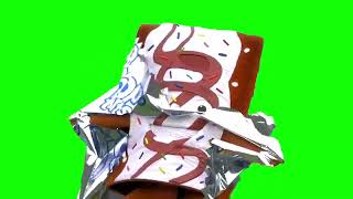 Pop Tart mascot unwrapping green screen