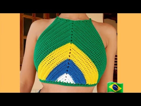 Brazilian crochet top for the World Cup