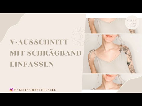 Sewing on bias binding - Edge a V-neck with bias binding // Sew a V-neck with woven fabric