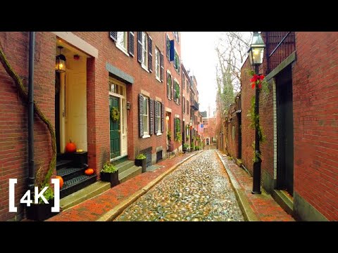 Walking in the Rain in Boston, MA | Binaural City Sounds [4K Rain Walk Ambience]