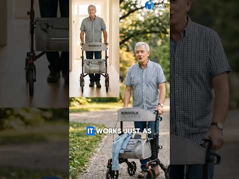 MobiWalk® SIT-RIGHT Rollator Walker with Adjustable Seat & Handles | Indoor & Outdoor Rollator | Extra Wide Padded Backrest | 8” Wheels with Brakes & Parking Lock