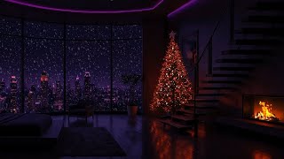Peaceful Snowfall Outside the City ❄️ The Crackling of the Fireplace 🔥 Deep Sleep and Recharge
