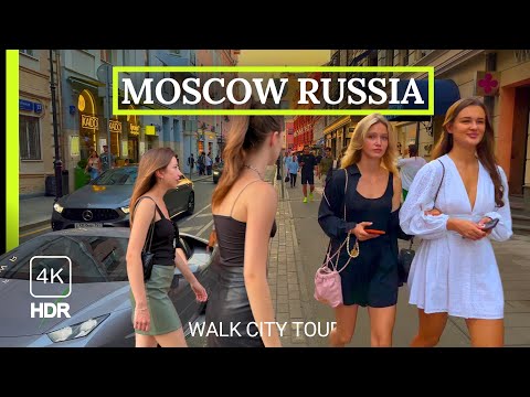 🔥  Hot Evening Life in Russia Moscow Walk Сity Tour, Russian Girls & Guys 4K HDR
