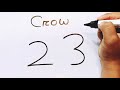 How to Draw a Crow From Number 23 | Crow Bird Drawing Step By Step Easy Tutorial | New Drawing Idea