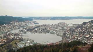 preview picture of video 'Вид на Берген из кабинки фуникулера. Норвегия'