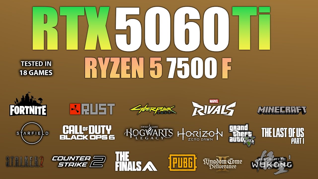 Miniatura wideo: RTX 5060 Ti + Ryzen 5 7500F: Test in 18 Games
