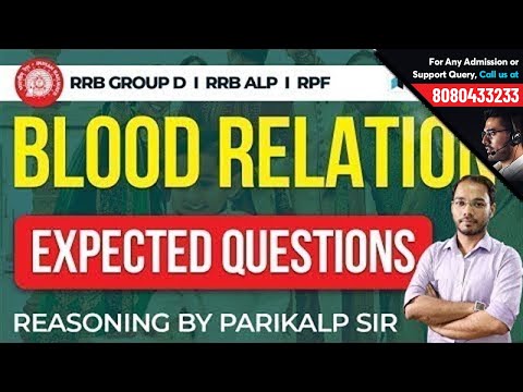 Blood Relation For Railways | Reasoning Expected Questions Parikalp Sir | RRB ALP, RRB Group D & RPF Video