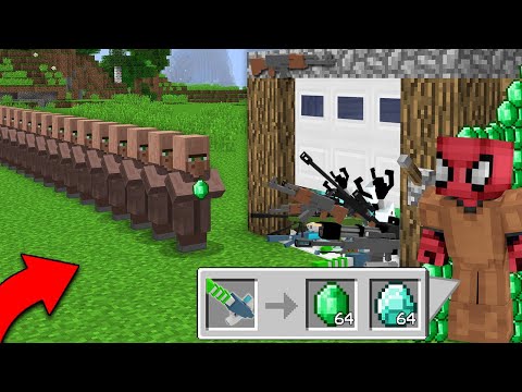 FAKİR SİLAH DÜKKANI AÇTI! 1 SİLAH 64 ZÜMRÜT! - Minecraft