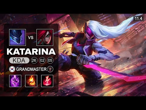 Katarina Mid vs Nocturne - KR Grandmaster Patch 11.4