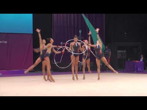 Spain Group 3 hoops & 2 pairs of clubs EF World Challenge Cup Cluj 25 August 2019