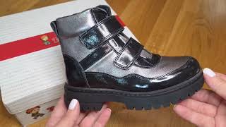 Ботинки Todler черные с серым лаковые5162