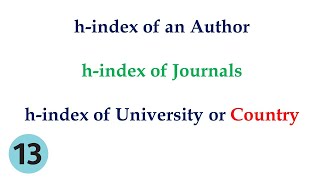 h index | how to calculate h-index | h-index of an Author | Journal | University or Country h index
