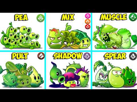 Random 6 Team GREEN Plants Battlez - Who Will Win? - Pvz 2 Team Plant vs Team Plant