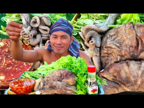 Amazing Yummy Pork Intestine Stomach With Chili Sauce Hot Spicy Recipe
