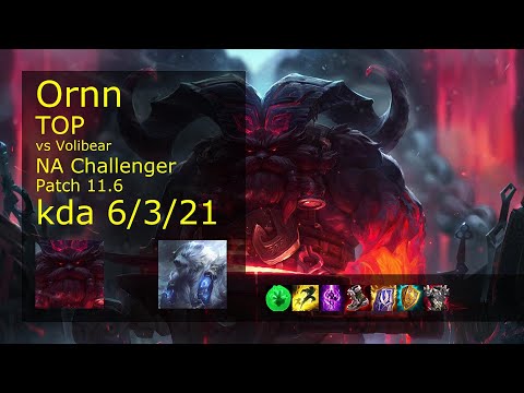Ornn Top vs Volibear - NA Challenger 6/3/21 Patch 11.6 Gameplay
