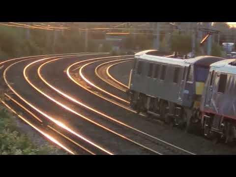4S47 - DB90's - 90034 & 90021 - DB Blue and Donald Malcolm 39 mins late at the curve, Stafford