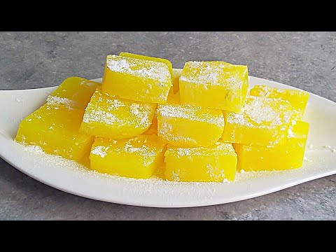 Turkish Lemon Delight Recipe | Lemon Jelly Dessert | Turkish Rahat Lokum