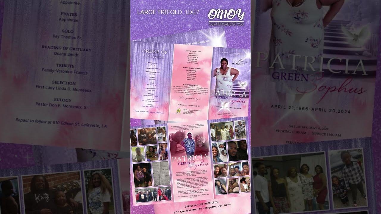 Patricia Green-Sophus Funeral Program Design - Large Trifold