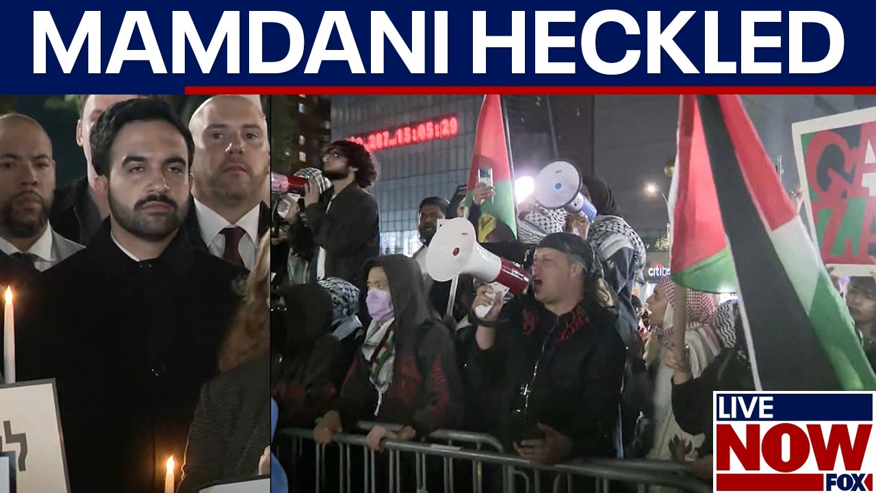 Mamdani heckled by protesters at Oct. 7 vigil