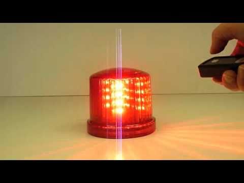 Red Battery Powered LED Warning Beacon With Remote