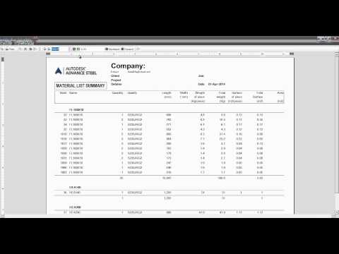 22 - Getting Material list summary with Autodesk Advance Steel