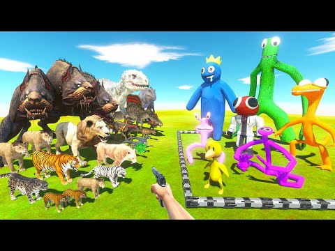 FPS Avatar Rescues Rainbow Friends and Fights Carnivore and Dinosaurs-Animal Revolt Battle Simulator