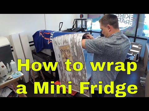 How to install a mini fridge wrap  - Vintage baseball theme